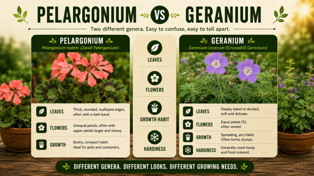 The differences between Pelargonium and Geranium