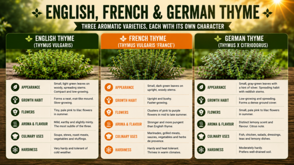 English, French and German Thyme