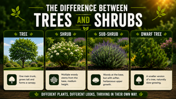the difference between trees and shrubs