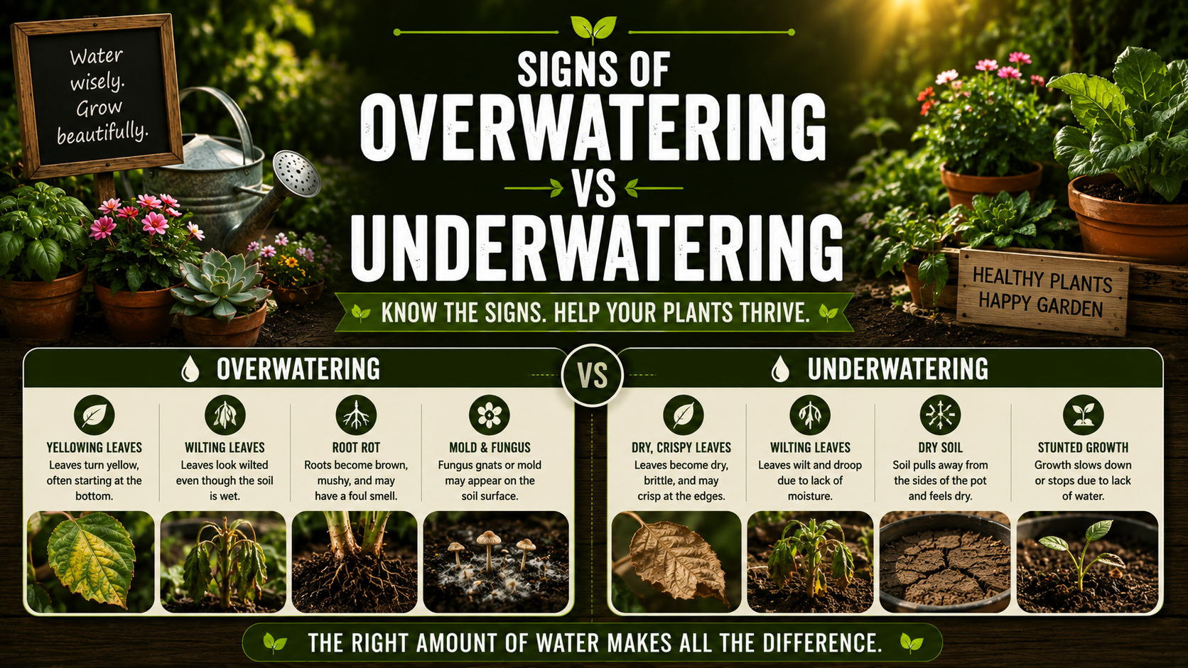 Signs of Overwatering vs Underwatering